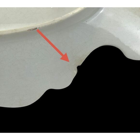 Antique Bone Trinket Dish Goodwin Semi Porcelain Floral Scalloped Gold Trim READ - Picture 13 of 15